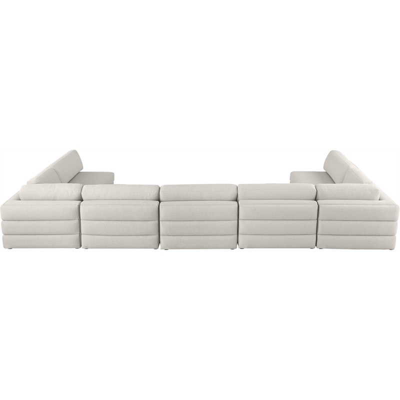 Meridian Furniture Beckham Beige Durable Linen Textured Fabric Modular Sectional