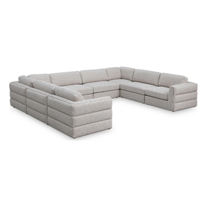 Meridian Furniture Beckham Beige Durable Linen Textured Fabric Modular Sectional