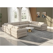 Meridian Furniture Beckham Beige Durable Linen Textured Fabric Modular Sectional