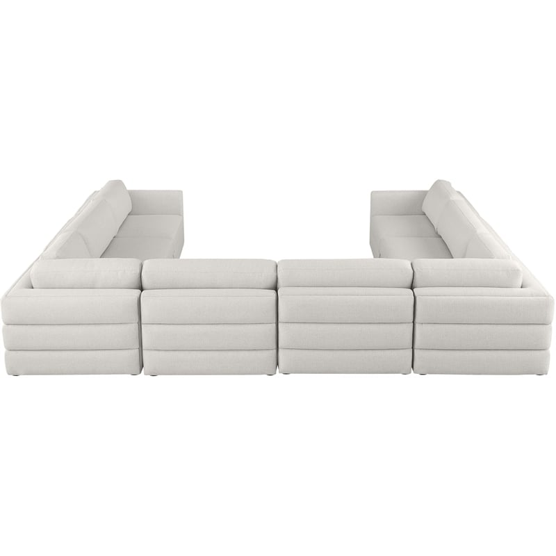 Meridian Furniture Beckham Beige Durable Linen Textured Fabric Modular Sectional