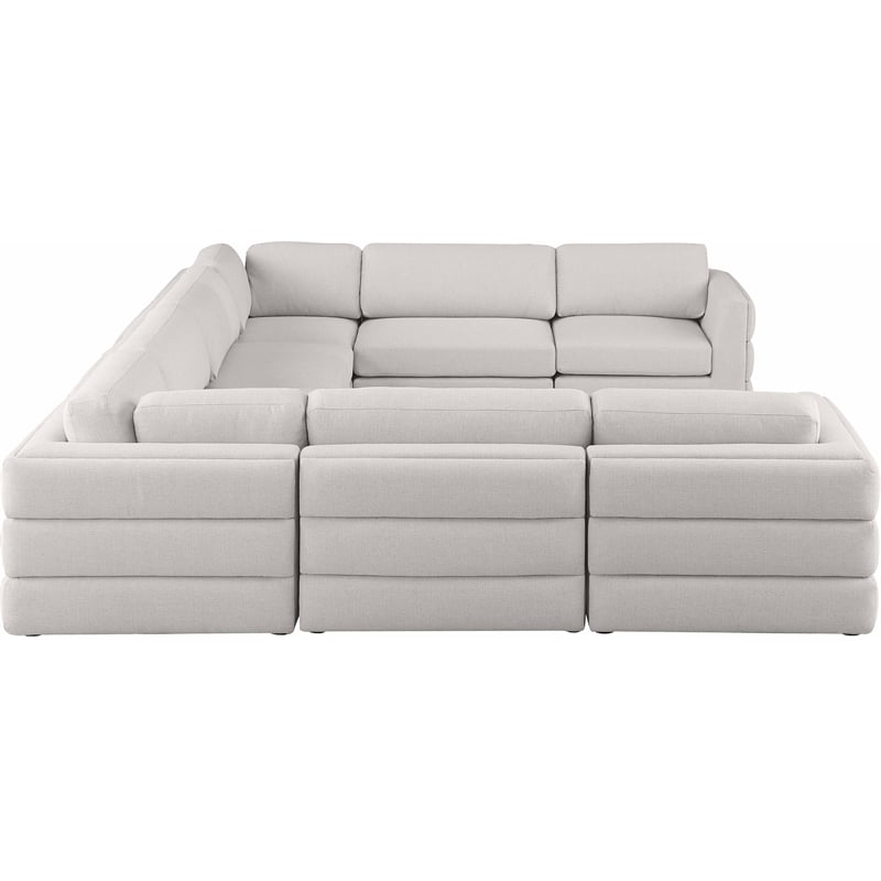 Meridian Furniture Beckham Beige Durable Linen Textured Fabric Modular Sectional