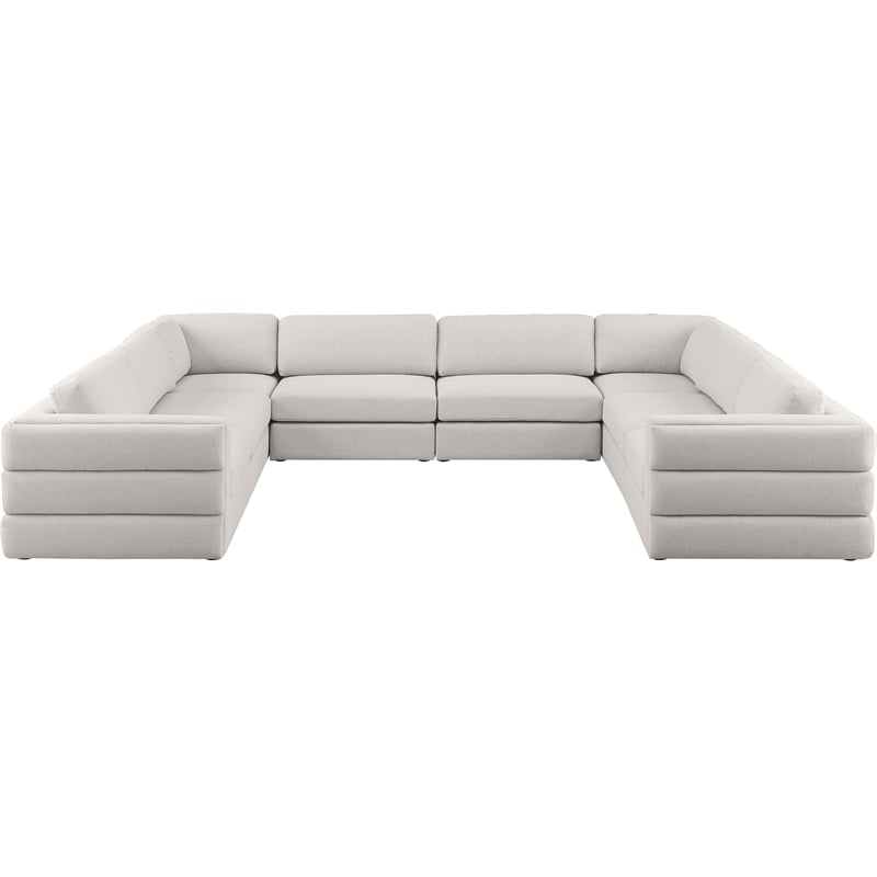 Meridian Furniture Beckham Beige Durable Linen Textured Fabric Modular Sectional