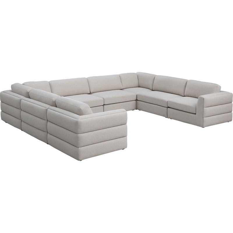 Meridian Furniture Beckham Beige Durable Linen Textured Fabric Modular Sectional
