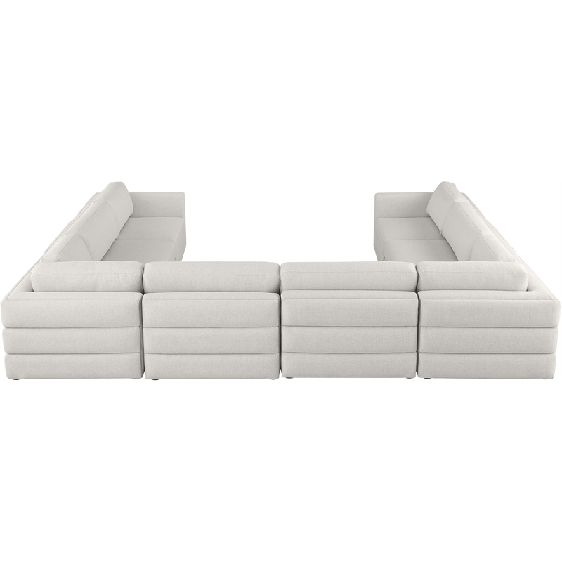 Meridian Furniture Beckham Beige Durable Linen Textured Fabric Modular Sectional