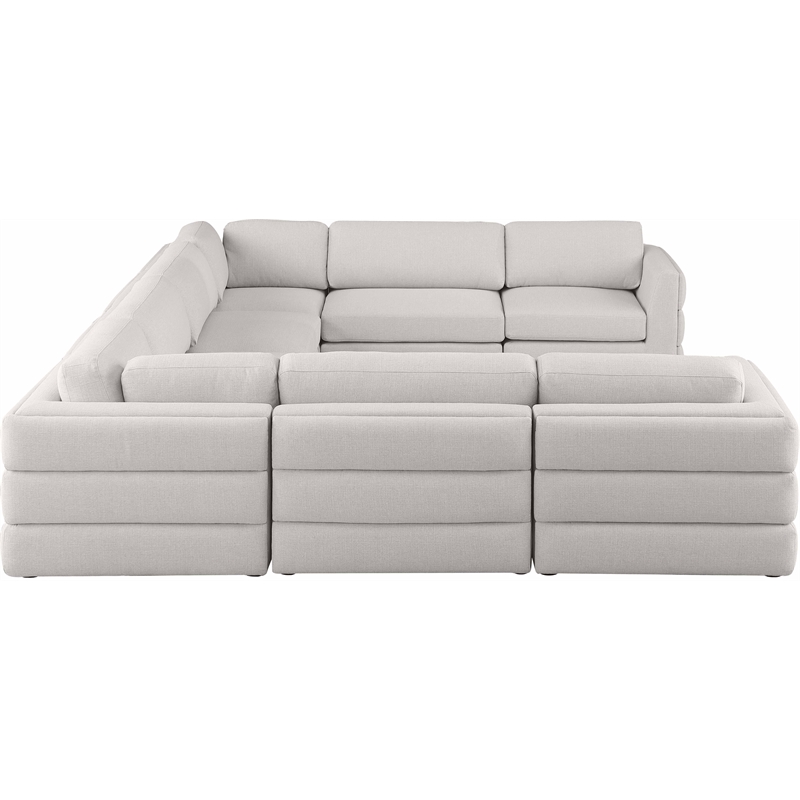 Meridian Furniture Beckham Beige Durable Linen Textured Fabric Modular Sectional