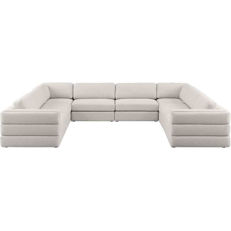 Meridian Furniture Beckham Beige Durable Linen Textured Fabric Modular Sectional