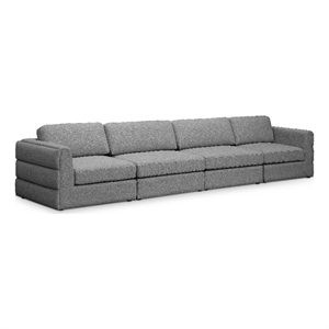 Meridian Furniture Beckham Grey Durable Linen Textured Fabric Modular Sofa