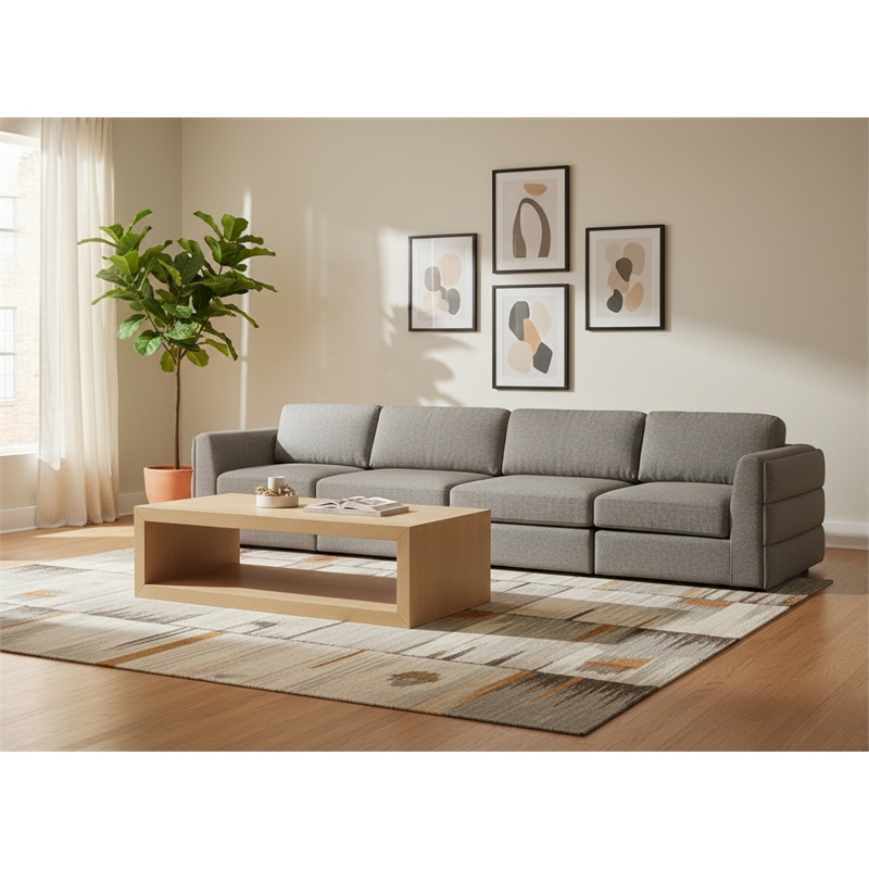 Meridian Furniture Beckham Grey Durable Linen Textured Fabric Modular Sofa