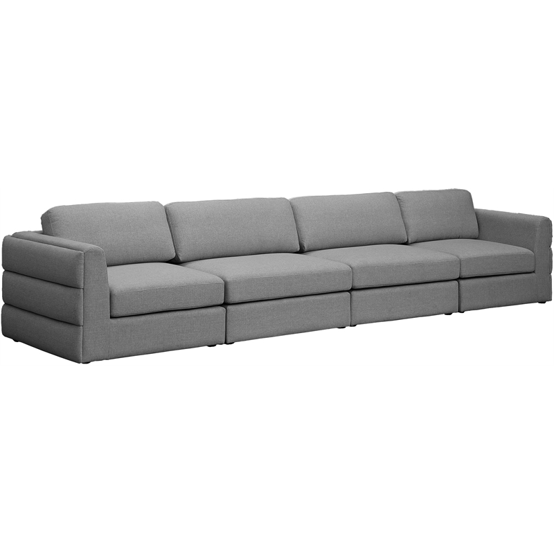 Meridian Furniture Beckham Grey Durable Linen Textured Fabric Modular Sofa