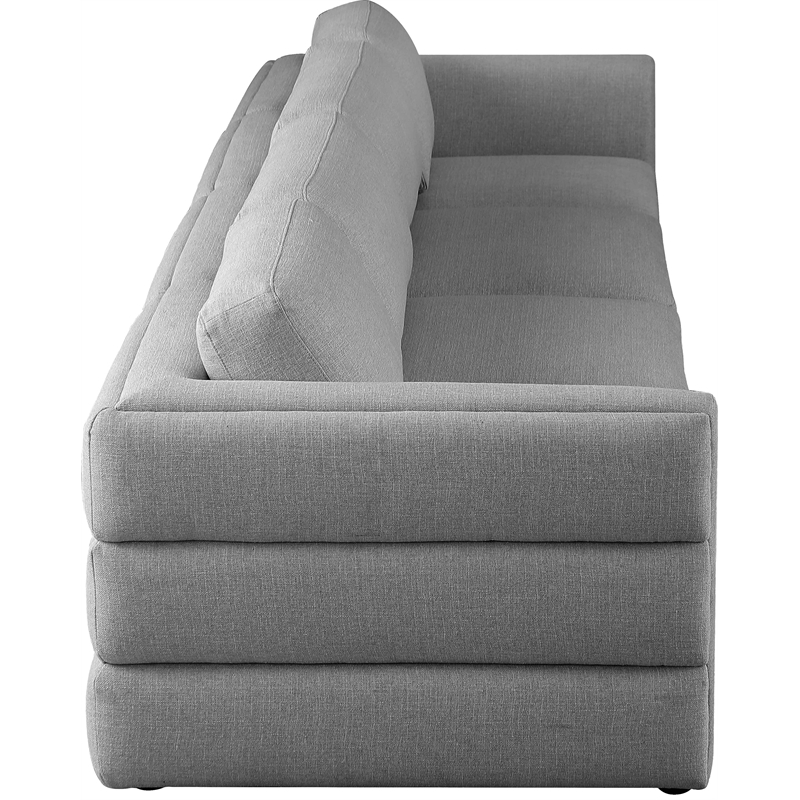 Meridian Furniture Beckham Grey Durable Linen Textured Fabric Modular Sofa