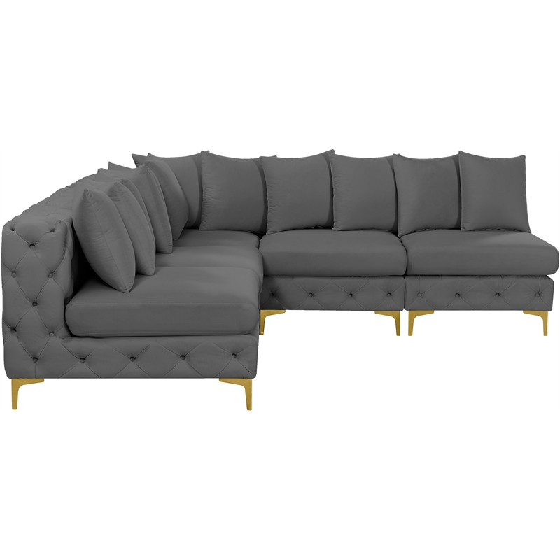 Meridian Furniture Tremblay Grey Velvet Modular Sectional