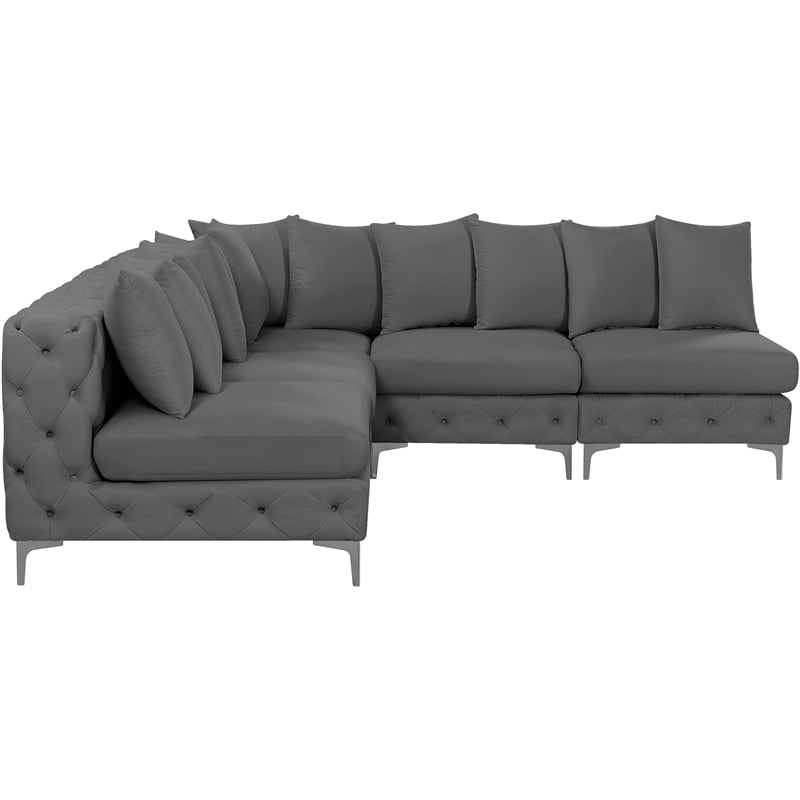 Meridian Furniture Tremblay Grey Velvet Modular Sectional