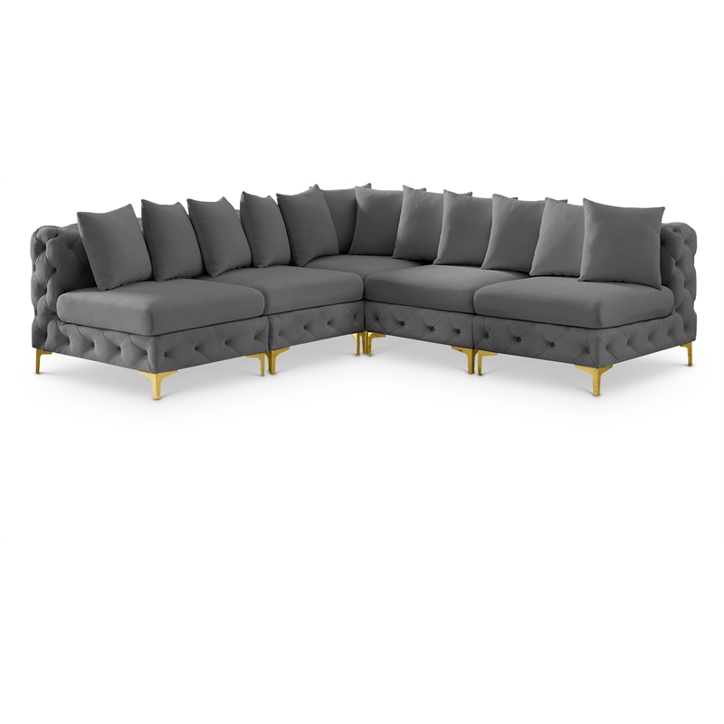 Meridian Furniture Tremblay Grey Velvet Modular Sectional