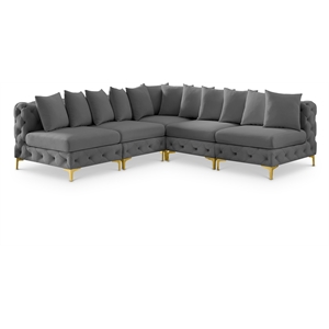 Meridian Furniture Tremblay Grey Velvet Modular Sectional