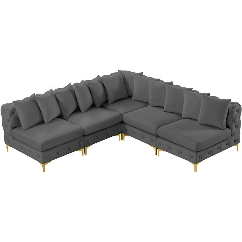 Meridian Furniture Tremblay Grey Velvet Modular Sectional