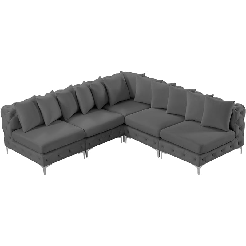 Meridian Furniture Tremblay Grey Velvet Modular Sectional