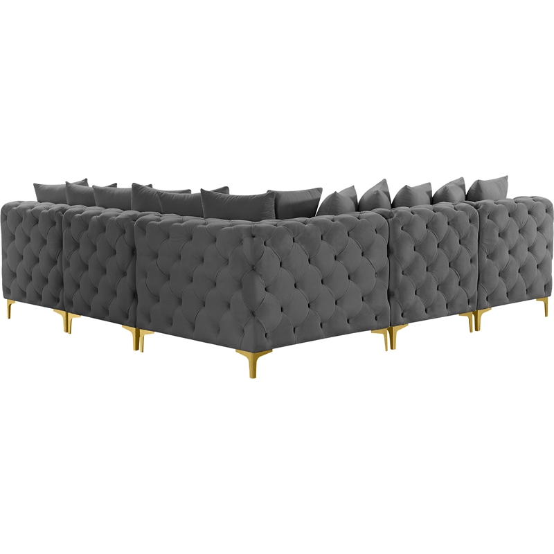 Meridian Furniture Tremblay Grey Velvet Modular Sectional