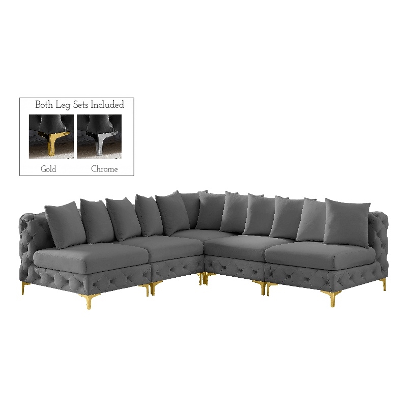 Meridian Furniture Tremblay Grey Velvet Modular Sectional