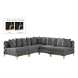 Meridian Furniture Tremblay Grey Velvet Modular Sectional