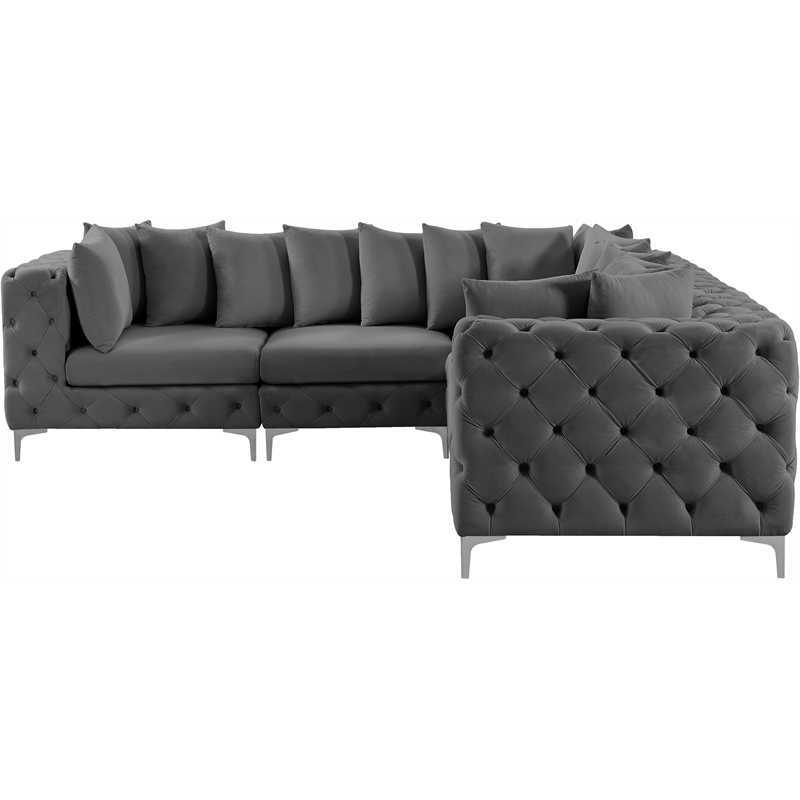 Meridian Furniture Tremblay Grey Velvet Modular Sectional