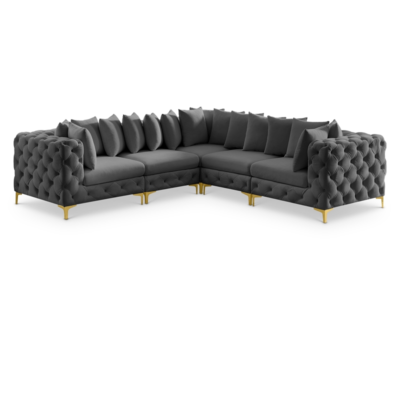 Meridian Furniture Tremblay Grey Velvet Modular Sectional