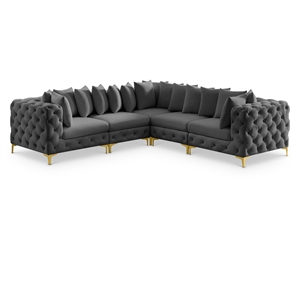 Meridian Furniture Tremblay Grey Velvet Modular Sectional