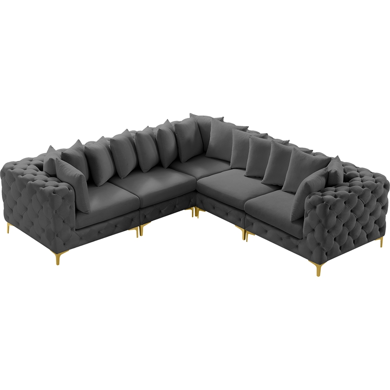 Meridian Furniture Tremblay Grey Velvet Modular Sectional
