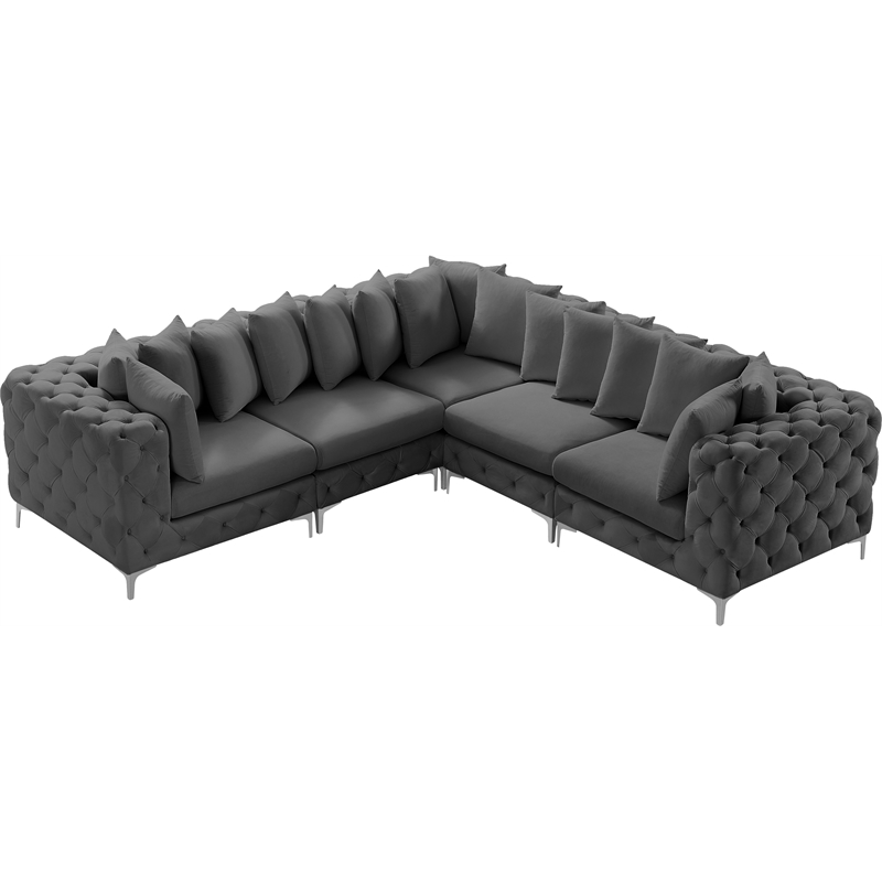 Meridian Furniture Tremblay Grey Velvet Modular Sectional