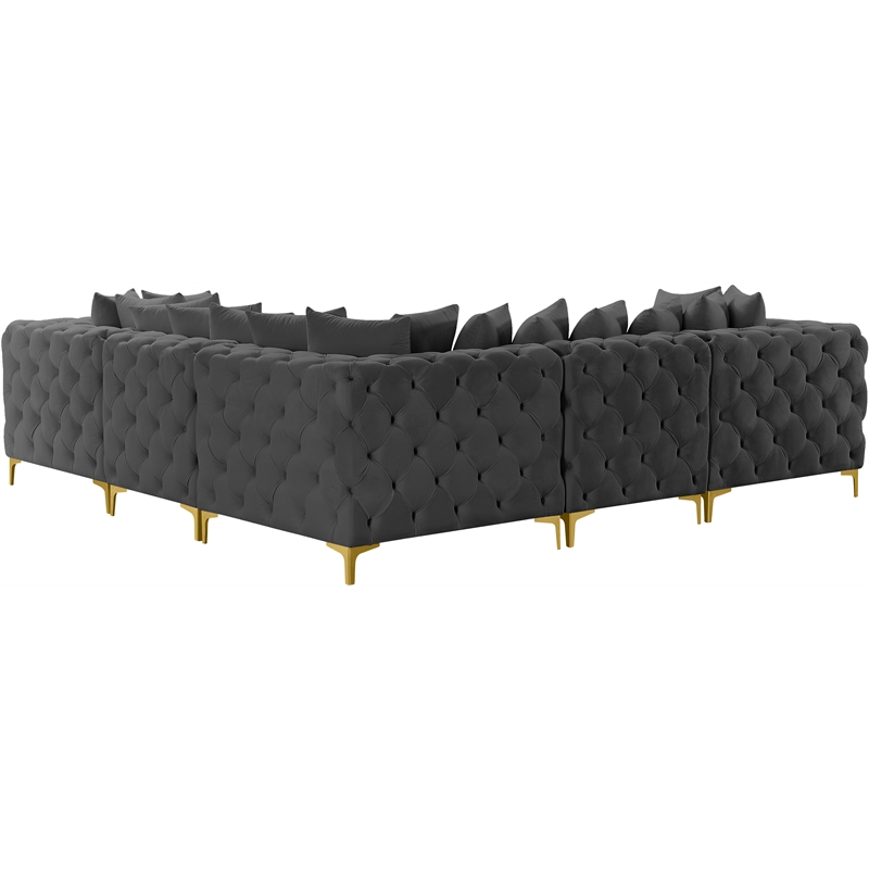 Meridian Furniture Tremblay Grey Velvet Modular Sectional