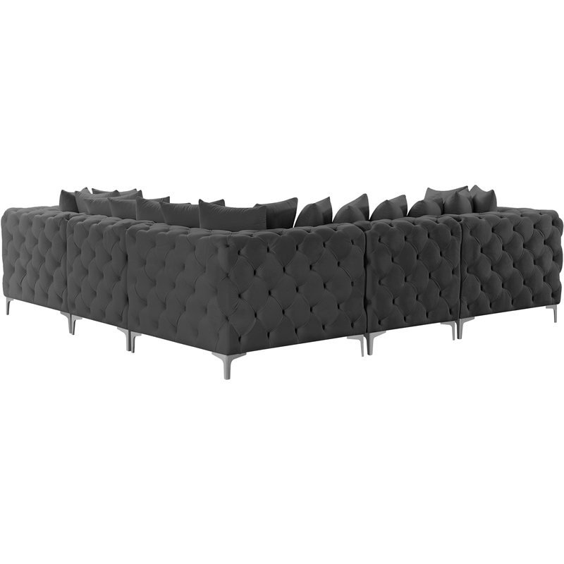 Meridian Furniture Tremblay Grey Velvet Modular Sectional
