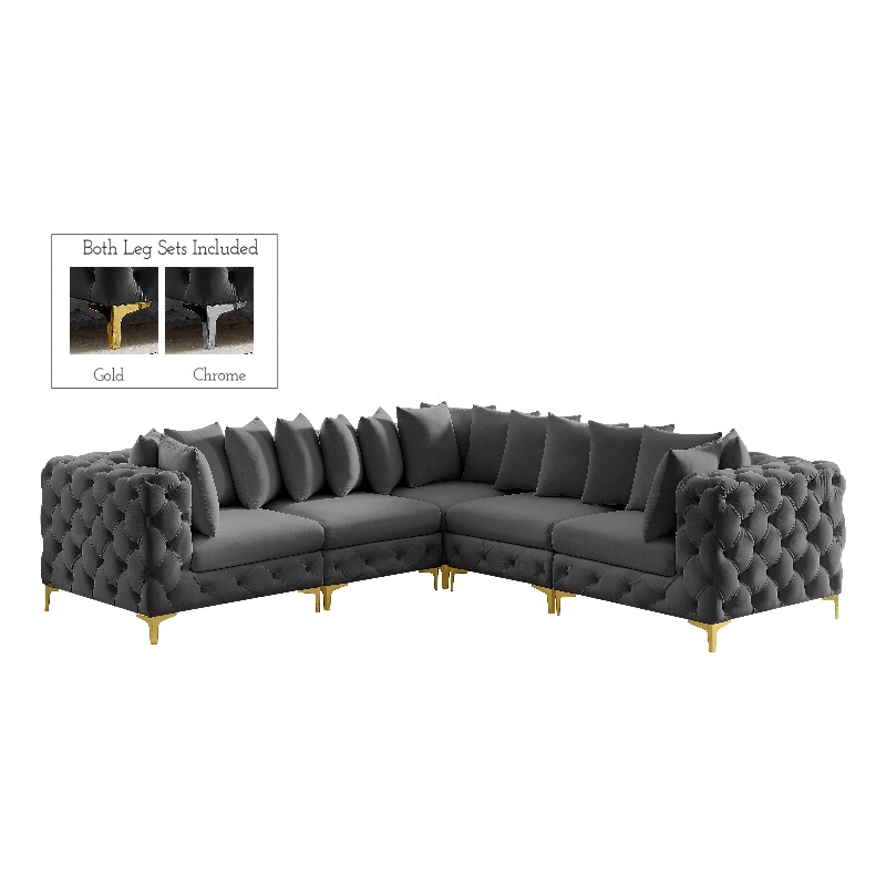 Meridian Furniture Tremblay Grey Velvet Modular Sectional