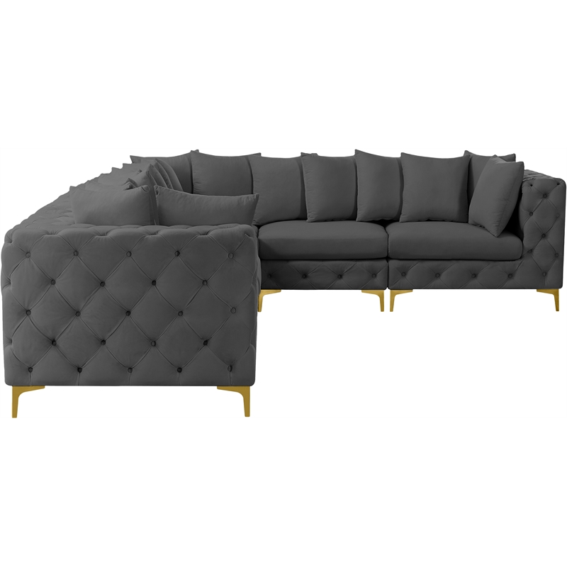 Meridian Furniture Tremblay Grey Velvet Modular Sectional