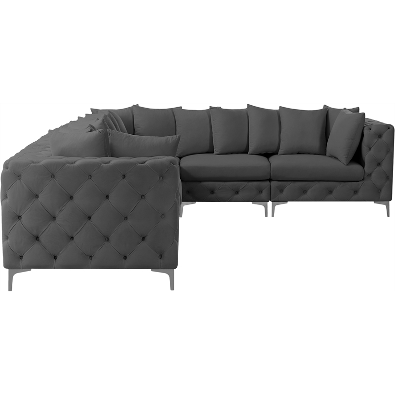 Meridian Furniture Tremblay Grey Velvet Modular Sectional
