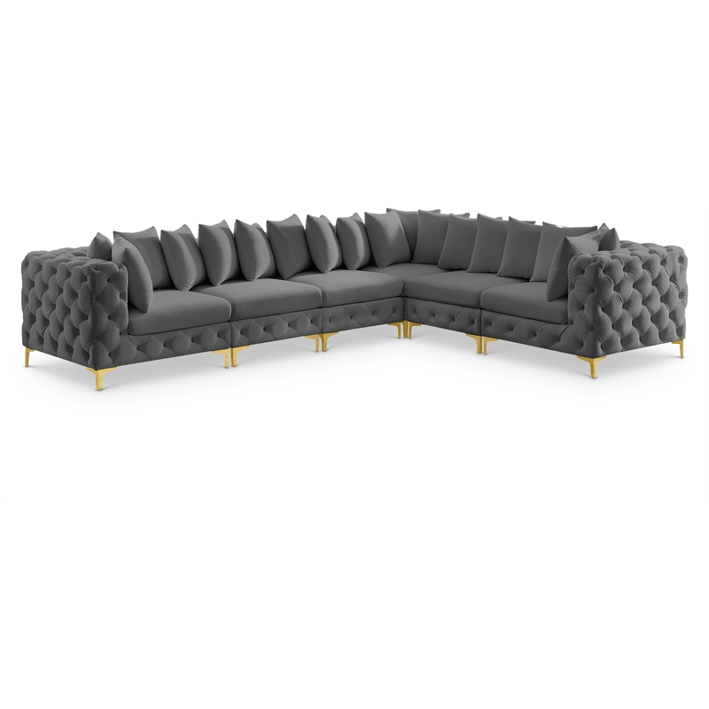 Meridian Furniture Tremblay Grey Velvet Modular Sectional