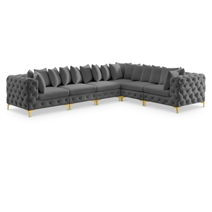 Meridian Furniture Tremblay Grey Velvet Modular Sectional