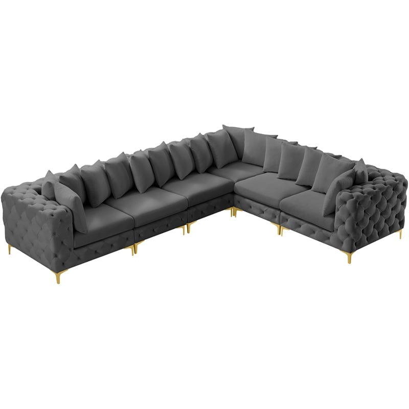 Meridian Furniture Tremblay Grey Velvet Modular Sectional