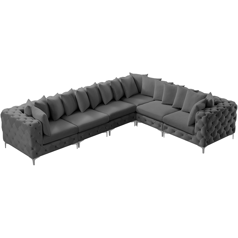 Meridian Furniture Tremblay Grey Velvet Modular Sectional