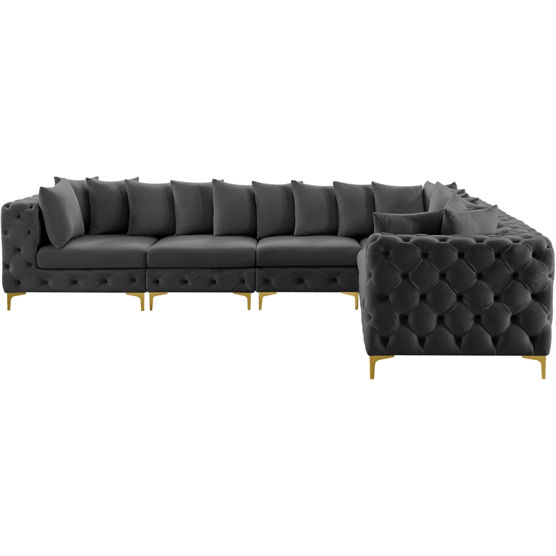 Meridian Furniture Tremblay Grey Velvet Modular Sectional