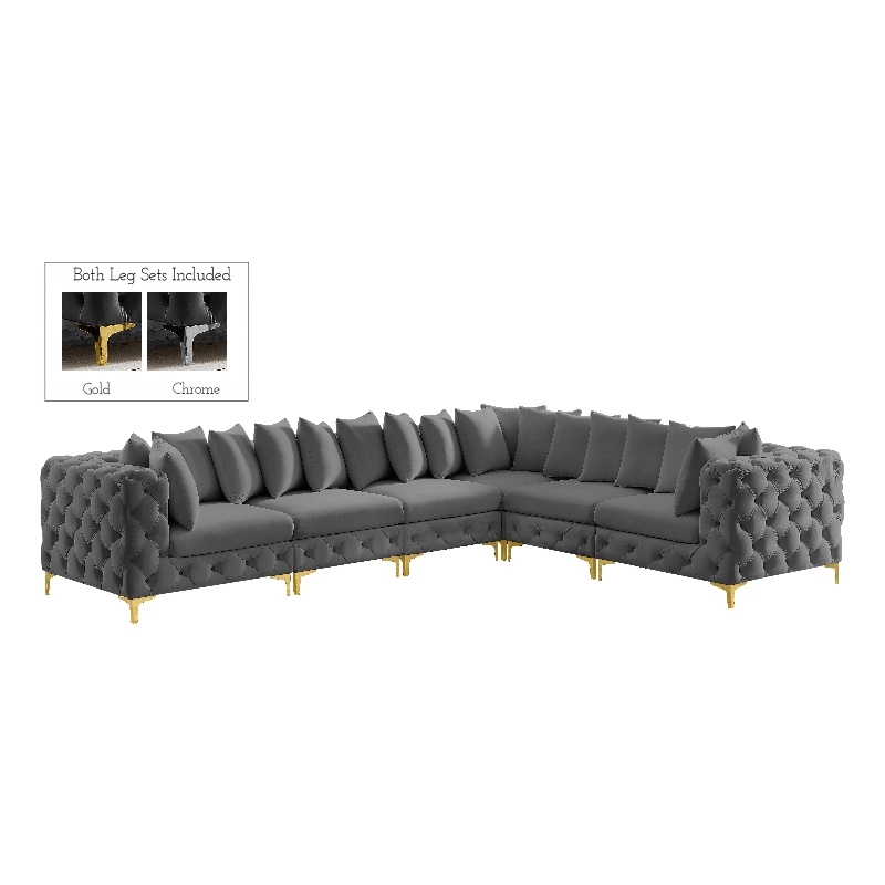 Meridian Furniture Tremblay Grey Velvet Modular Sectional
