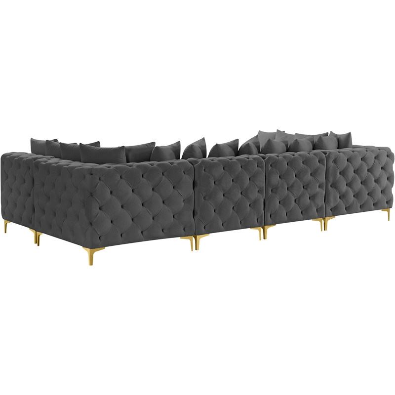 Meridian Furniture Tremblay Grey Velvet Modular Sectional