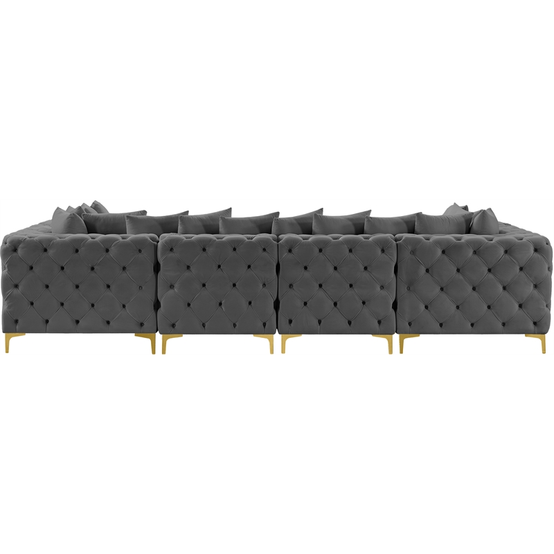 Meridian Furniture Tremblay Grey Velvet Modular Sectional