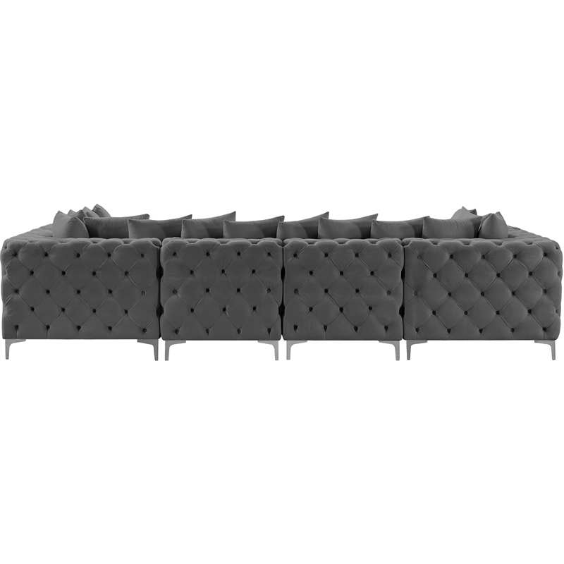 Meridian Furniture Tremblay Grey Velvet Modular Sectional