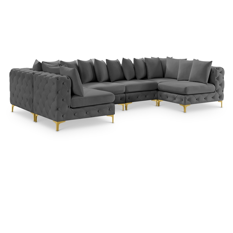 Meridian Furniture Tremblay Grey Velvet Modular Sectional