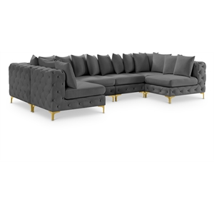 Meridian Furniture Tremblay Grey Velvet Modular Sectional