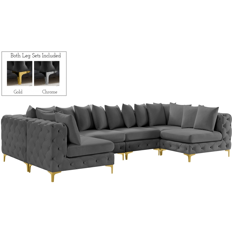 Meridian Furniture Tremblay Grey Velvet Modular Sectional