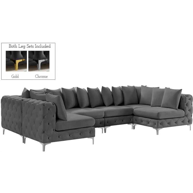Meridian Furniture Tremblay Grey Velvet Modular Sectional