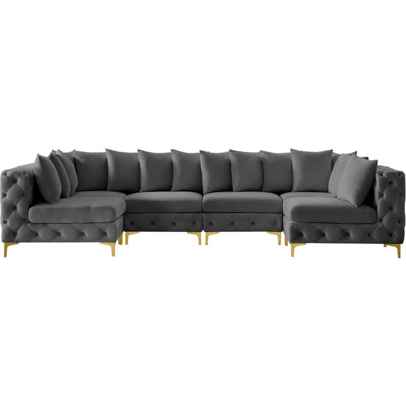 Meridian Furniture Tremblay Grey Velvet Modular Sectional