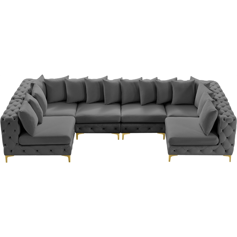 Meridian Furniture Tremblay Grey Velvet Modular Sectional