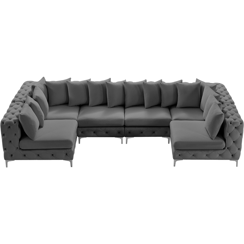 Meridian Furniture Tremblay Grey Velvet Modular Sectional