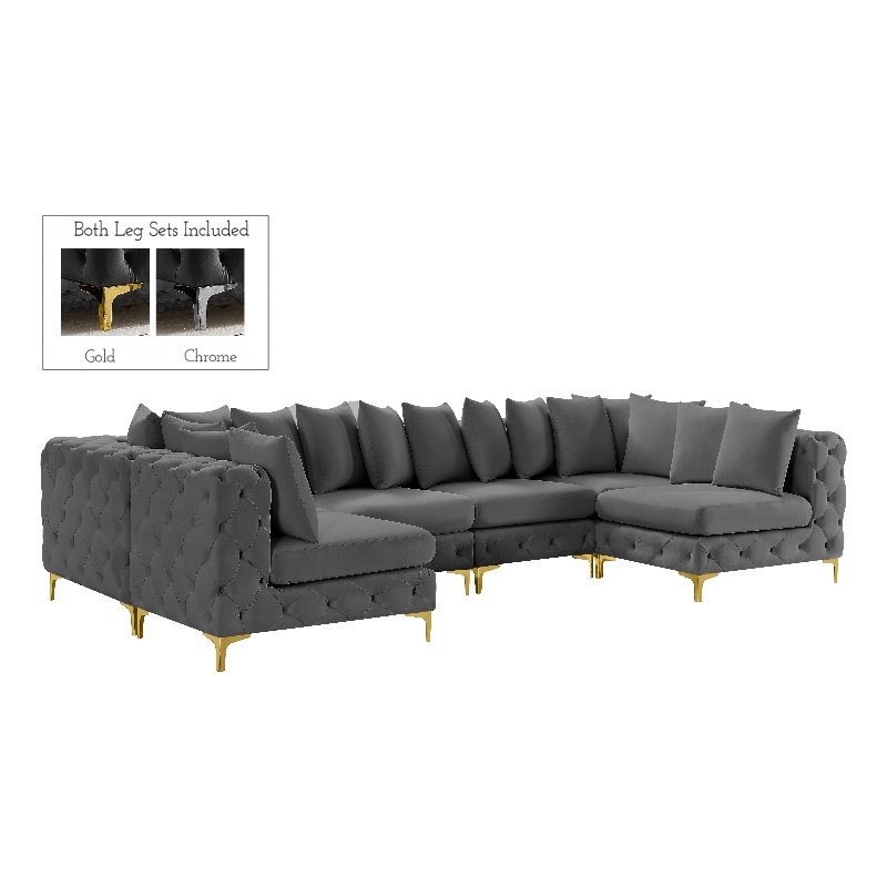 Meridian Furniture Tremblay Grey Velvet Modular Sectional